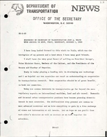 Statement by Secretary of Transportation John A Volpe upon Arrival in Rome