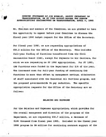 Deputy Secretary of Transportation Jim Burnley Speeches April 1985
