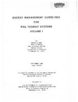 Energy Management Guidelines for Rail Transit Systems Volume I Final Report