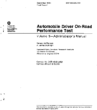 Automobile Driver OnRoad Performance Test Volume 2 Administrators Manual