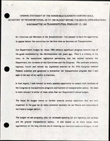 Opening Statement of the Honorable Elizabeth Hanford Dole Secretary of Transportation on FY 1984 Budget Before the Senate Appropriations Subcommittee on Transportation