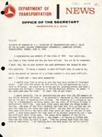 Excerpts of Remarks by US Secretary of Transportation John A Volpe to the Alliance College Commencement Ceremonies