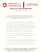 Assistant Secretary of Transportation for Policy and International Affairs Charles D Baker Speeches MayJune 1971