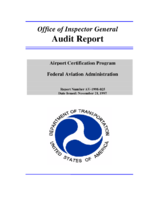 Office of Inspector General Audit Report Airport Certification Program
