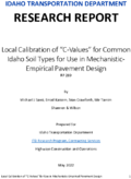 Local Calibration of CValues for Common Idaho Soil Types for Use in MechanisticEmpirical Pavement Design