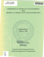 Experimental Products and Equipment for Highway Construction and Maintenance Annual Report 1989