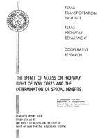 The Effect of Access on Highway Right of Way Costs and the Determination of Special Benefits