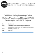Guidelines for Implementing Carbon Capture Utilization and Storage CCUS Technologies on TxDOT Projects
