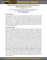 Route Choice Characteristics of OwnerOperated Trucks on Southern California Freeways Research Project