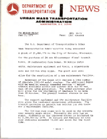 Department of Transportation News Urban Mass Transportation Administration UMTA 9874