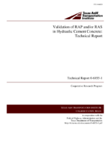 Validation of RAP andor RAS in hydraulic cement concrete  technical report