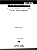 Analysis of input variables for a prefeasibility evaluation model for toll highways