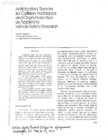 Anticipatory sensors for collision avoidance and crash protection as applied to vehicle safety research
