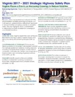 Virginia 2017  2021 Strategic Highway Safety Plan Virginia Places a Priority on Narrowing Crossings to Reduce Fatalities