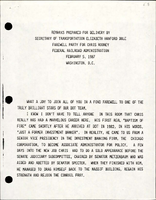 Remarks Prepared for Delivery by Secretary of Transportation Elizabeth Hanford Dole Farewell Party for Chris Rooney