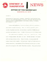 Assistant Secretary of Transportation for Policy and International Affairs Charles D Baker Speeches NovemberDecember 1970