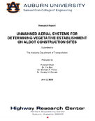 Unmanned Aerial Systems for Determining Vegetative Establishment on ALDOT Construction Sites