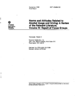Norms and Attitudes Related to Alcohol Usage and Driving A Review of the Relevant Literature Volume IV Report of Focus Groups