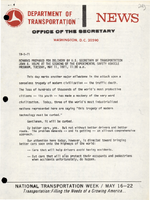 Remarks Prepared for Delivery by US Secretary of Transportation John A Volpe at the Signing of the Experimental Safety Vehicle Program