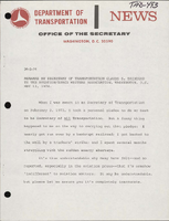 Remarks by Secretary of Transportation Claude S Brinegar to the AviationSpace Writers Association