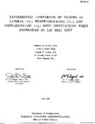 Experimental comparison of trauma in lateral Gy rearwardfacing Gx and forwardfacing Gx body orientations when restrained by lap belt only