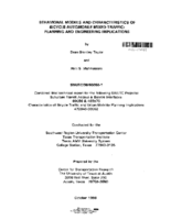 Behavioral Models and Characteristics of BicycleAutomobile MixedTraffic Planning and Engineering Implications