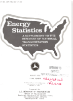 Energy Statistics A Supplement to the Summary of National Transportation Statistics 1975