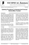 Updating Procedures to Estimate and Forecast VehicleMiles Traveled Technical Summary