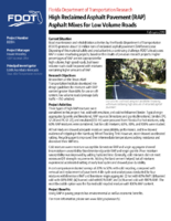 High Reclaimed Asphalt Pavement RAP Asphalt Mixes for Low Volume Roads Summary