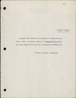 Excerpts from remarks by Secretary of Transportation Alan S Boyd on Various Aspects of Transportation Policy