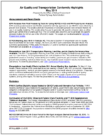 Air Quality and Transportation Conformity Highlights May 2011