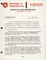 News Release Secretary of Transportation William T Coleman Jr Discusses DOTs Plans for Increasing Both Minority Employment and Minority Contracting