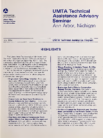 UMTA Technical Assistance Advisory Seminar  Ann Arbor MI