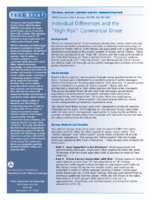 Individual Differences and the High Risk Commercial Driver TechBrief