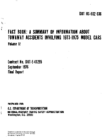 Fact Book A Summary of Information about Towaway Accidents Involving 19731975 Model Cars Volume 2