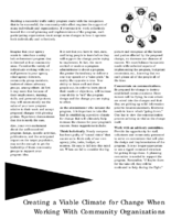 Creating a Viable Climate for Change When Working With Community Organizations