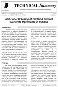 MidPanel Cracking of Portland Cement Concrete Pavements in Indiana Technical Summary