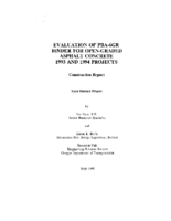 Evaluation of PBA6GR Binder for OpenGraded Asphalt Concrete 1993 and 1994 Projects