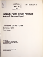 National parts return program  Volume I summary report
