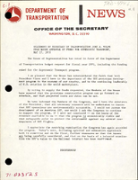 Statement by Secretary of Transportation John A Volpe upon House Approval of Funds for Supersonic Transport