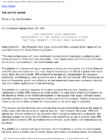 Vice President Gore announces enhancements to the Global Positioning System that will benefit civilian users worldwide