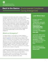 Successes in Stewardship  Back to the Basics Environmental Compliance During Emergencies