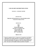 I95I395 HOV restriction study  volume 1  summary report
