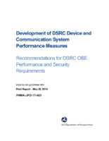 Development of DSRC device and communication system performance measures recommendations for DSRC OBE performance and security requirements