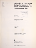 Effect of Light Truck Design Variables on Top Speed Performance and Fuel Economy 1981