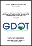 Review of Special Provisions and Other Conditions Placed on GDOT Projects For Imperiled Aquatic Species Protection Volume I