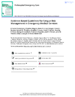 EvidenceBased Guidelines for Fatigue Risk Management in Emergency Medical Services