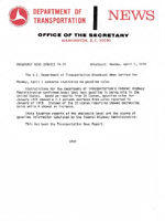 Department of Transportation News Releases April 1974