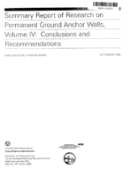 Summary Report of Research on Permanent Ground Anchor Walls Volume IV Conclusions and Recommendations