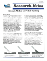 Research notes  alternate method for pothole patching